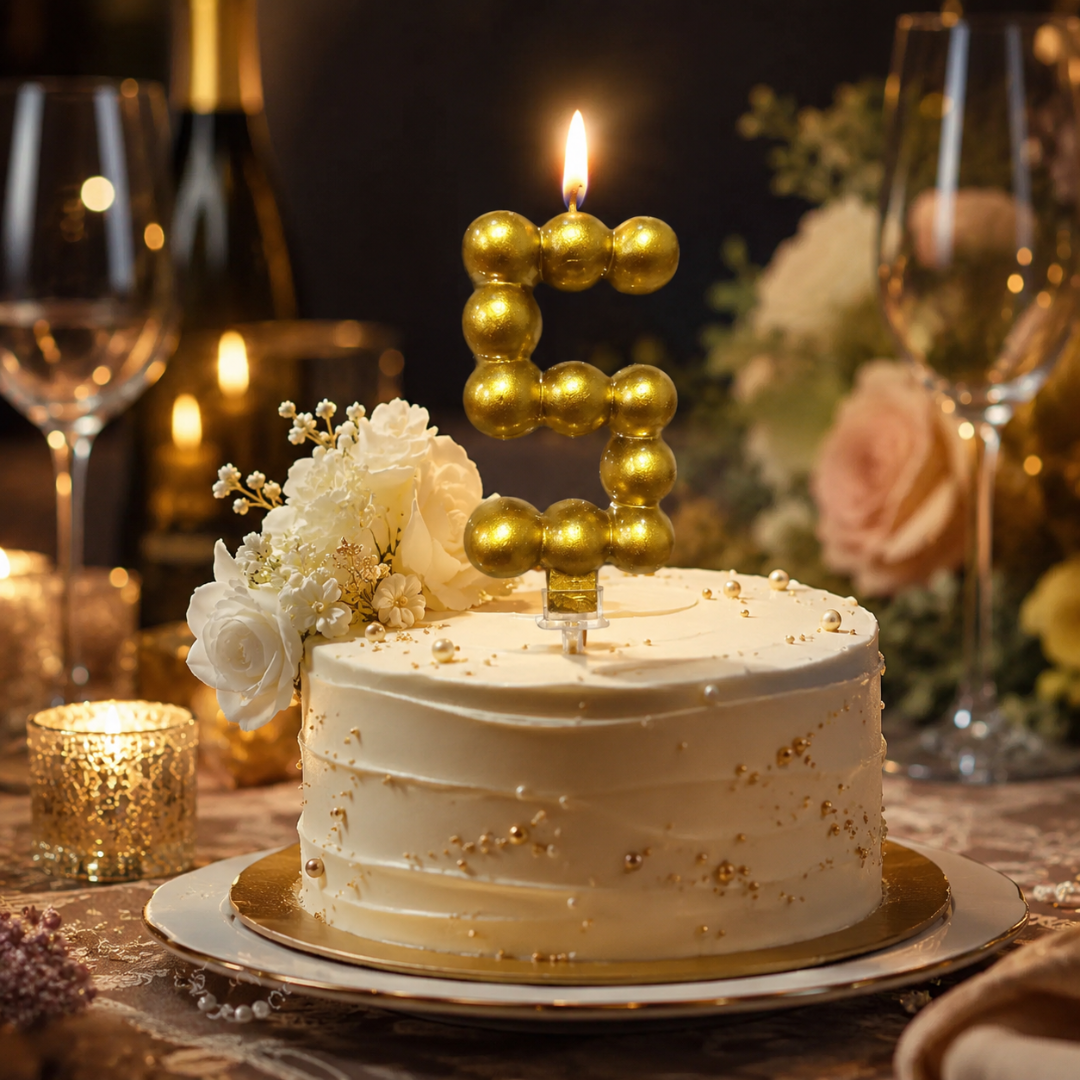 Golden Vector Dots Numerical Candle No. 5