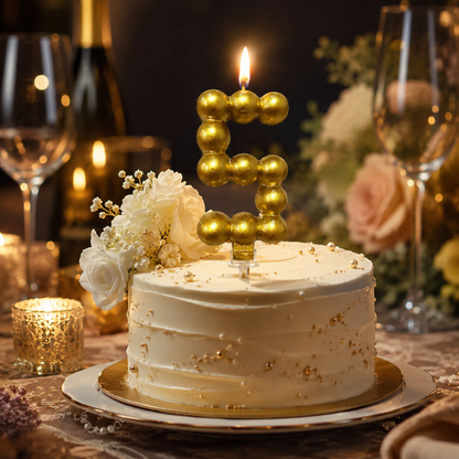 Golden Vector Dots Numerical Candle No. 5