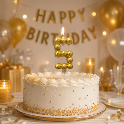Golden Vector Dots Numerical Candle No. 5