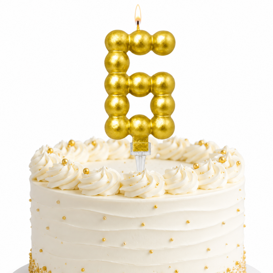 Golden Vector Dots Numerical Candle No. 6