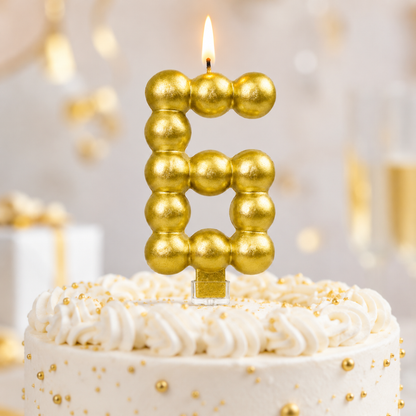 Golden Vector Dots Numerical Candle No. 6