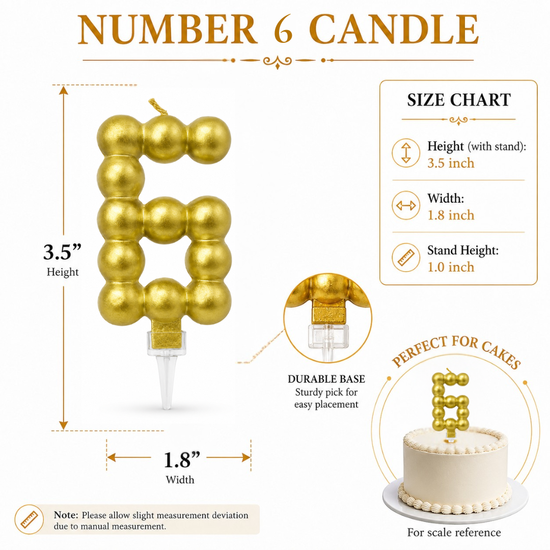 Golden Vector Dots Numerical Candle No. 6