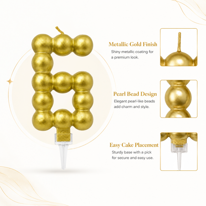 Golden Vector Dots Numerical Candle No. 6