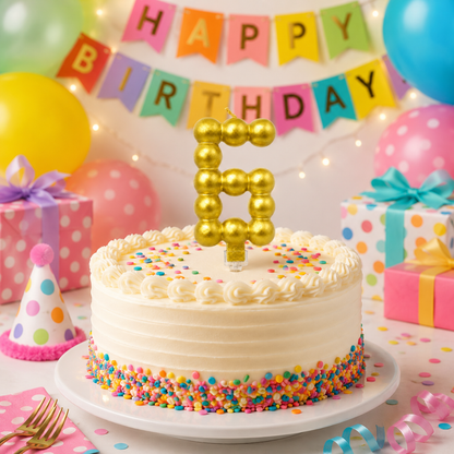 Golden Vector Dots Numerical Candle No. 6