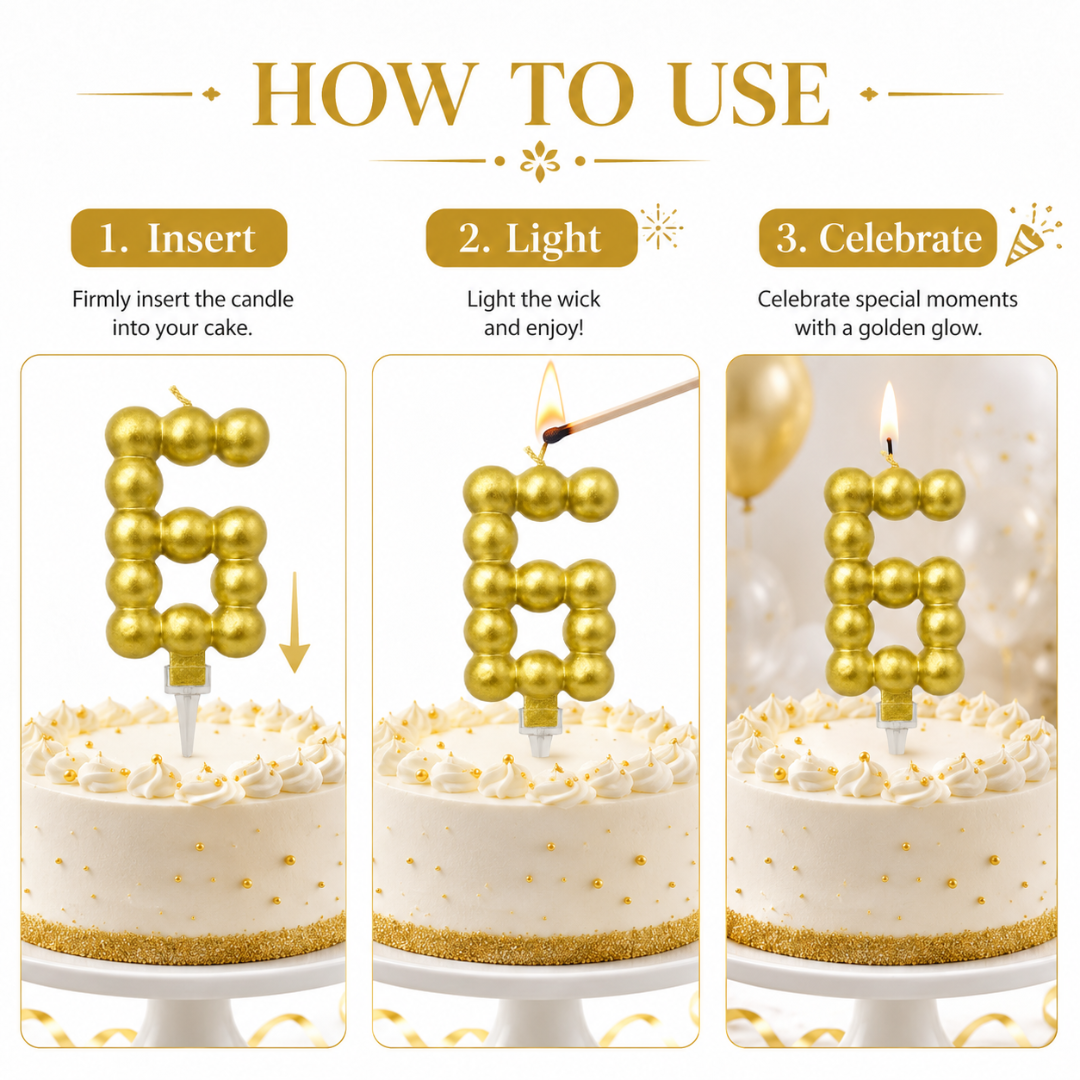 Golden Vector Dots Numerical Candle No. 6