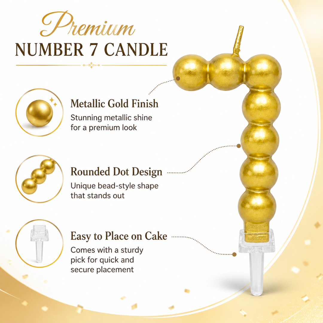 Golden Vector Dots Numerical Candle No. 7