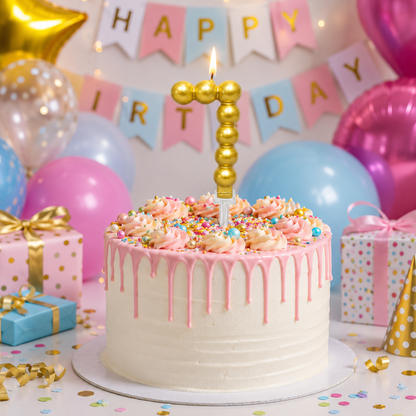 Golden Vector Dots Numerical Candle No. 7