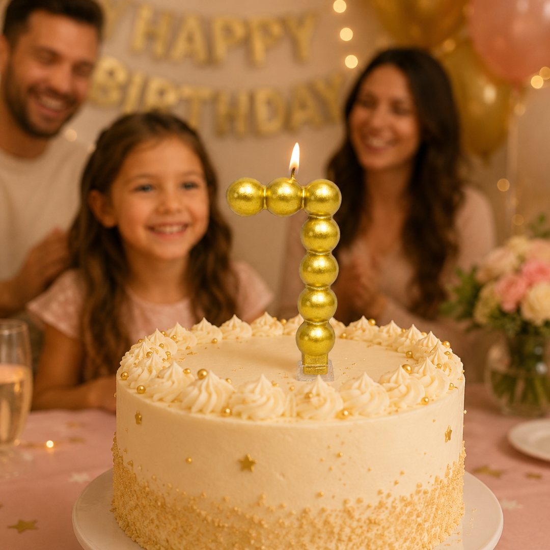 Golden Vector Dots Numerical Candle No. 7
