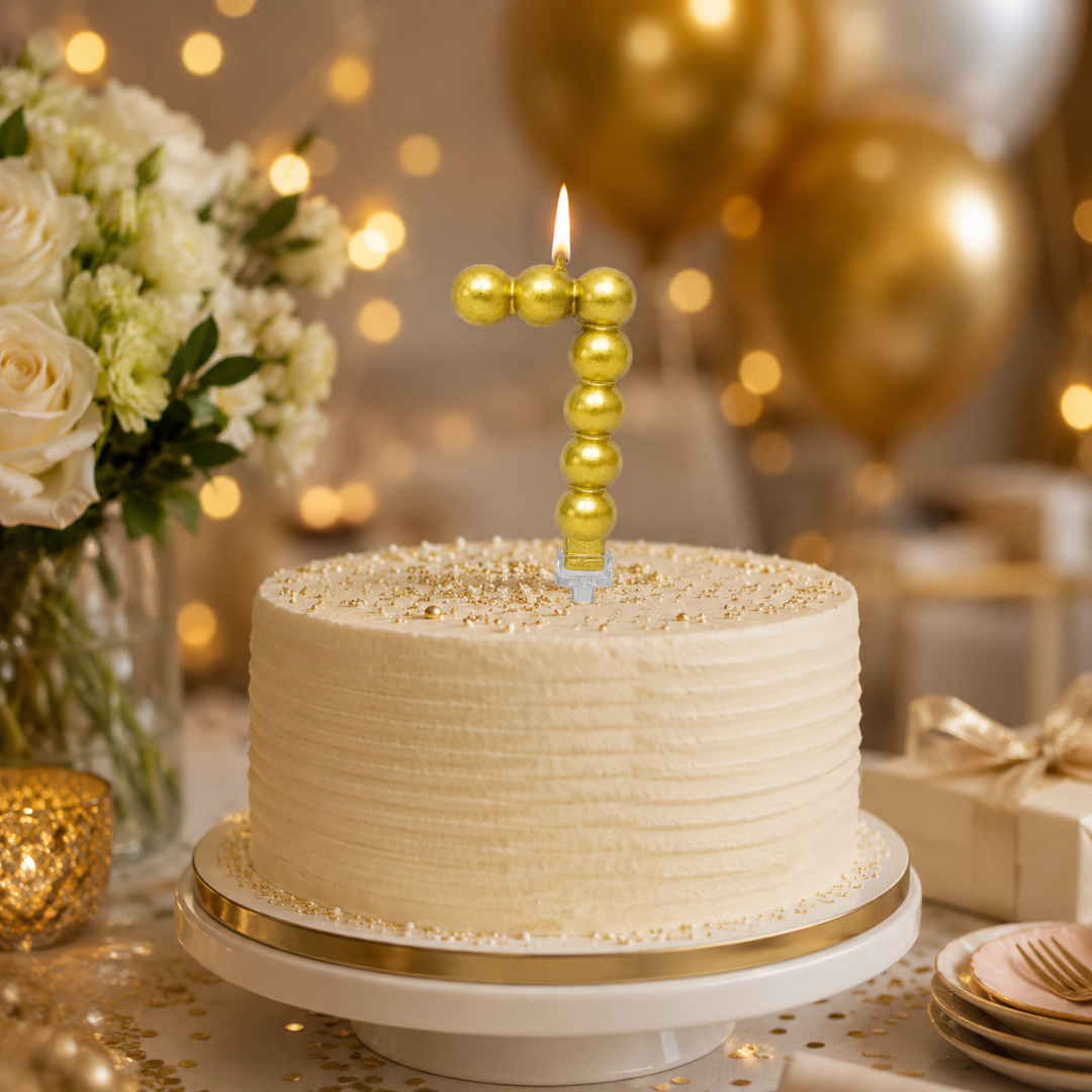 Golden Vector Dots Numerical Candle No. 7