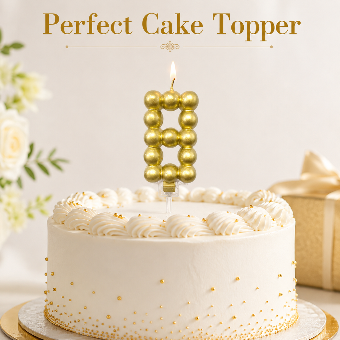Golden Vector Dots Numerical Candle No. 8
