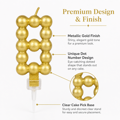 Golden Vector Dots Numerical Candle No. 8