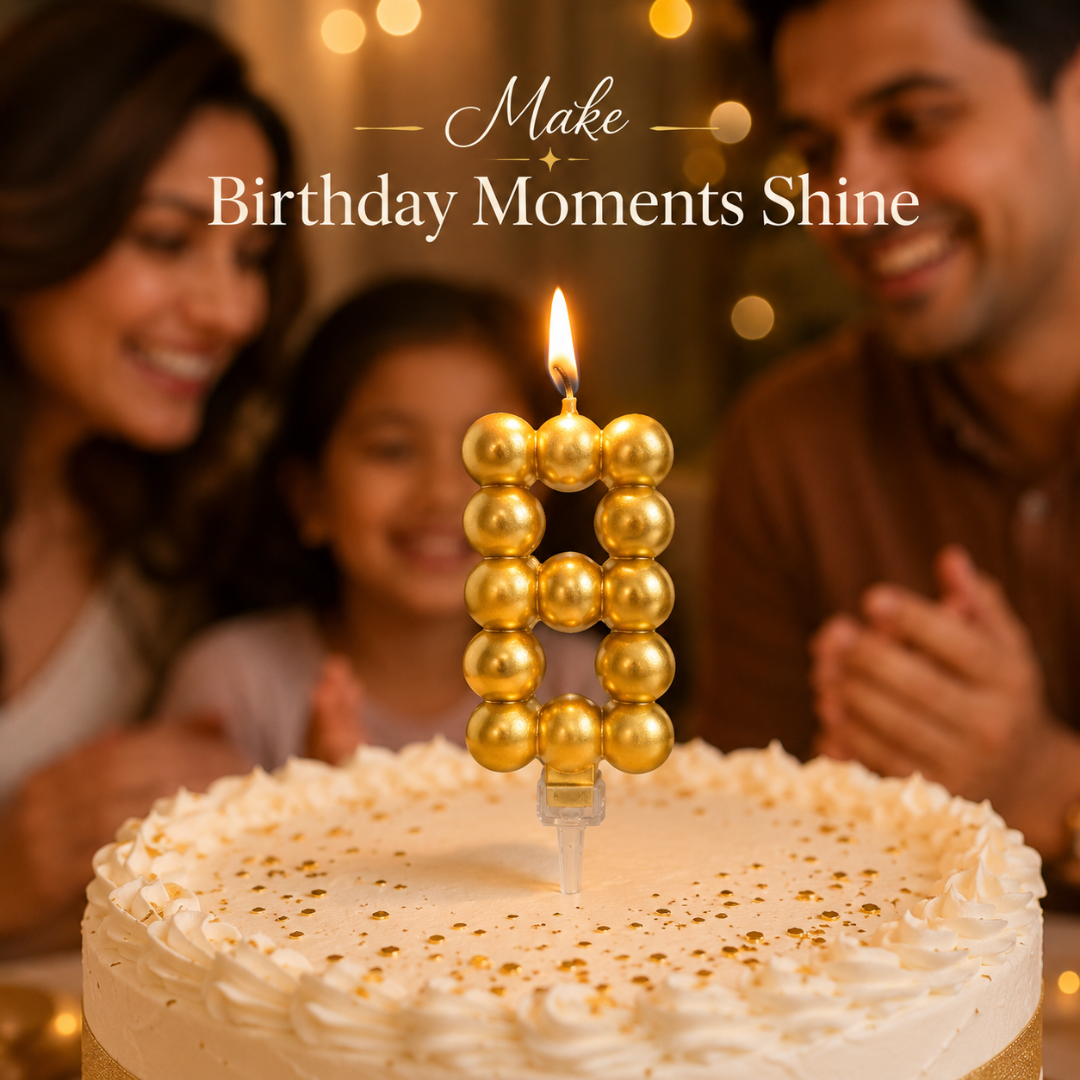 Golden Vector Dots Numerical Candle No. 8