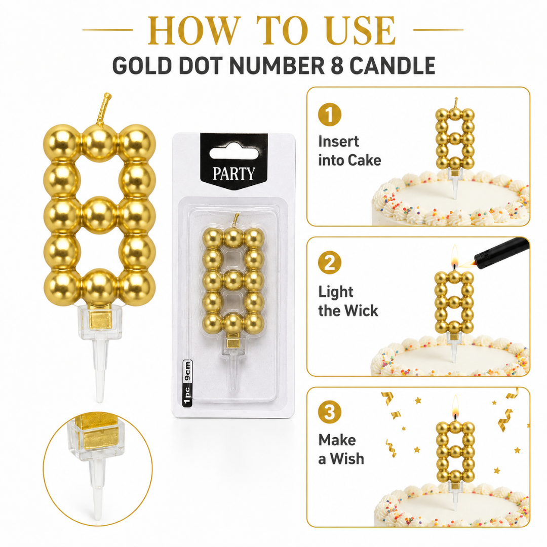 Golden Vector Dots Numerical Candle No. 8