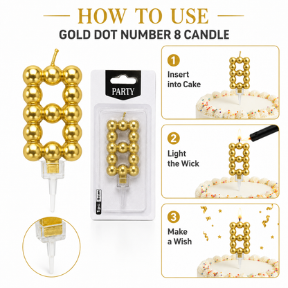 Golden Vector Dots Numerical Candle No. 8
