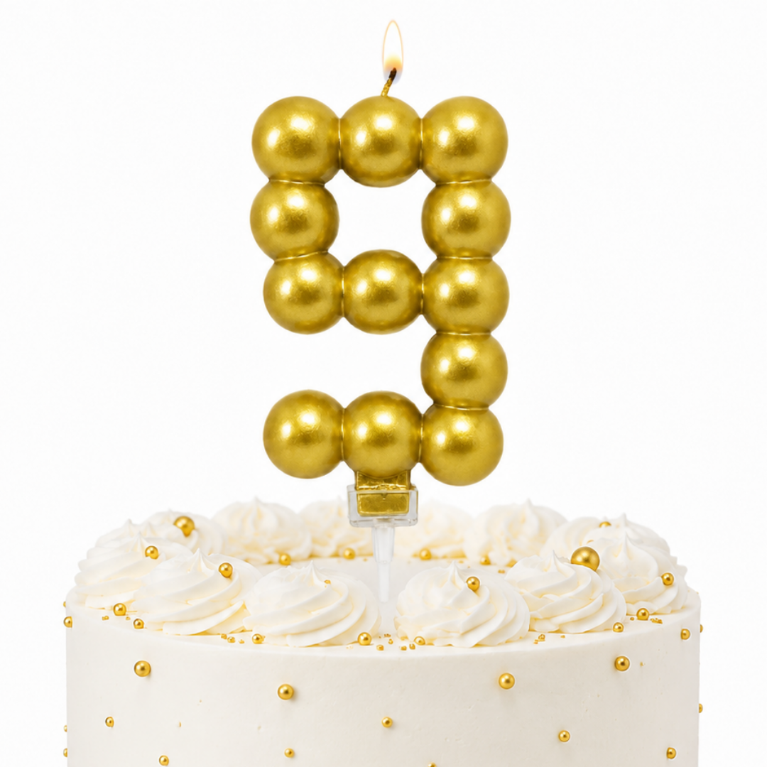 Golden Vector Dots Numerical Candle No. 9
