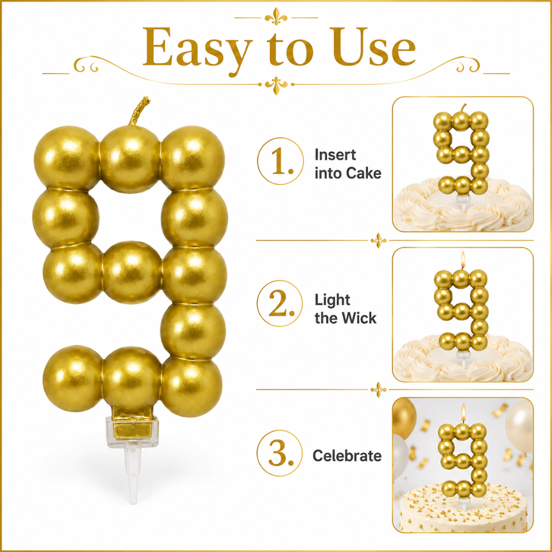 Golden Vector Dots Numerical Candle No. 9