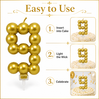 Golden Vector Dots Numerical Candle No. 9