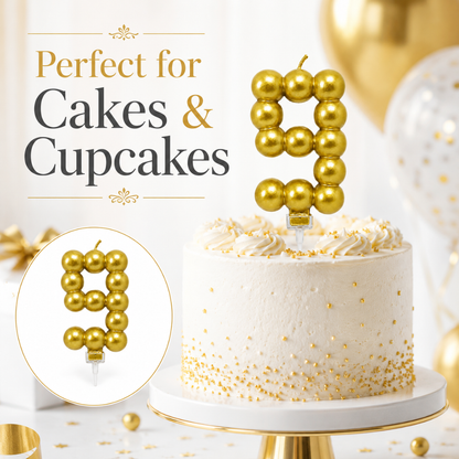 Golden Vector Dots Numerical Candle No. 9