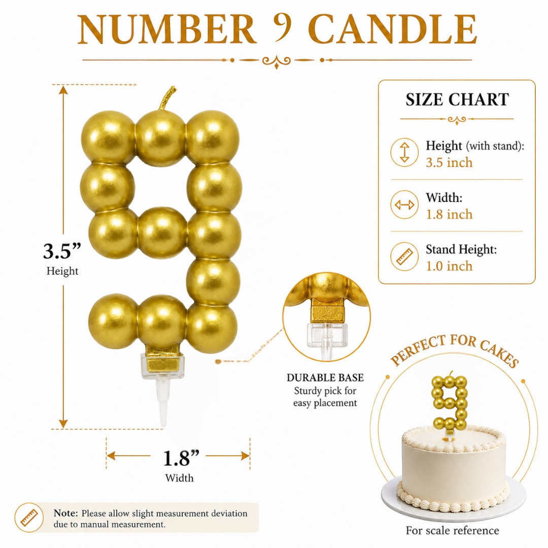 Golden Vector Dots Numerical Candle No. 9