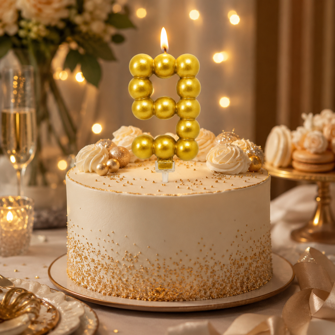 Golden Vector Dots Numerical Candle No. 9