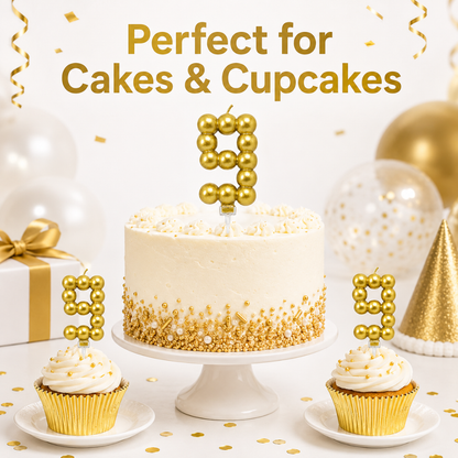 Golden Vector Dots Numerical Candle No. 9