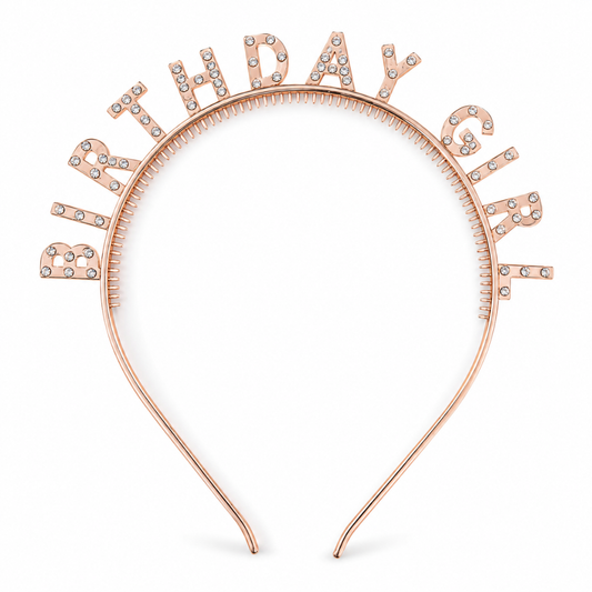 Champagne Gold Birthday Girl Headband with Rhinestone