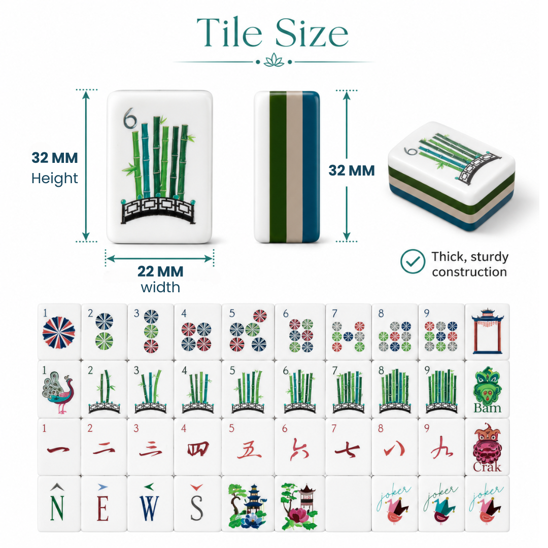 Mahjong Set - Teal Colored Tiles - 4 Layers - 160 Tiles