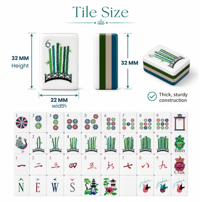 Mahjong Set - Teal Colored Tiles - 4 Layers - 160 Tiles