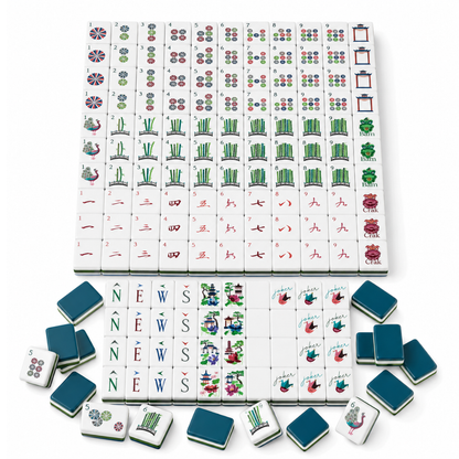 Mahjong Set - Teal Colored Tiles - 4 Layers - 160 Tiles