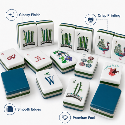 Mahjong Set - Teal Colored Tiles - 4 Layers - 160 Tiles