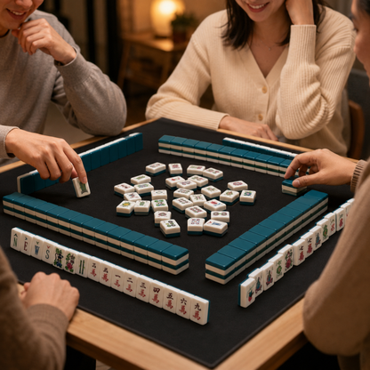 Mahjong Set - Teal Colored Tiles - 4 Layers - 160 Tiles