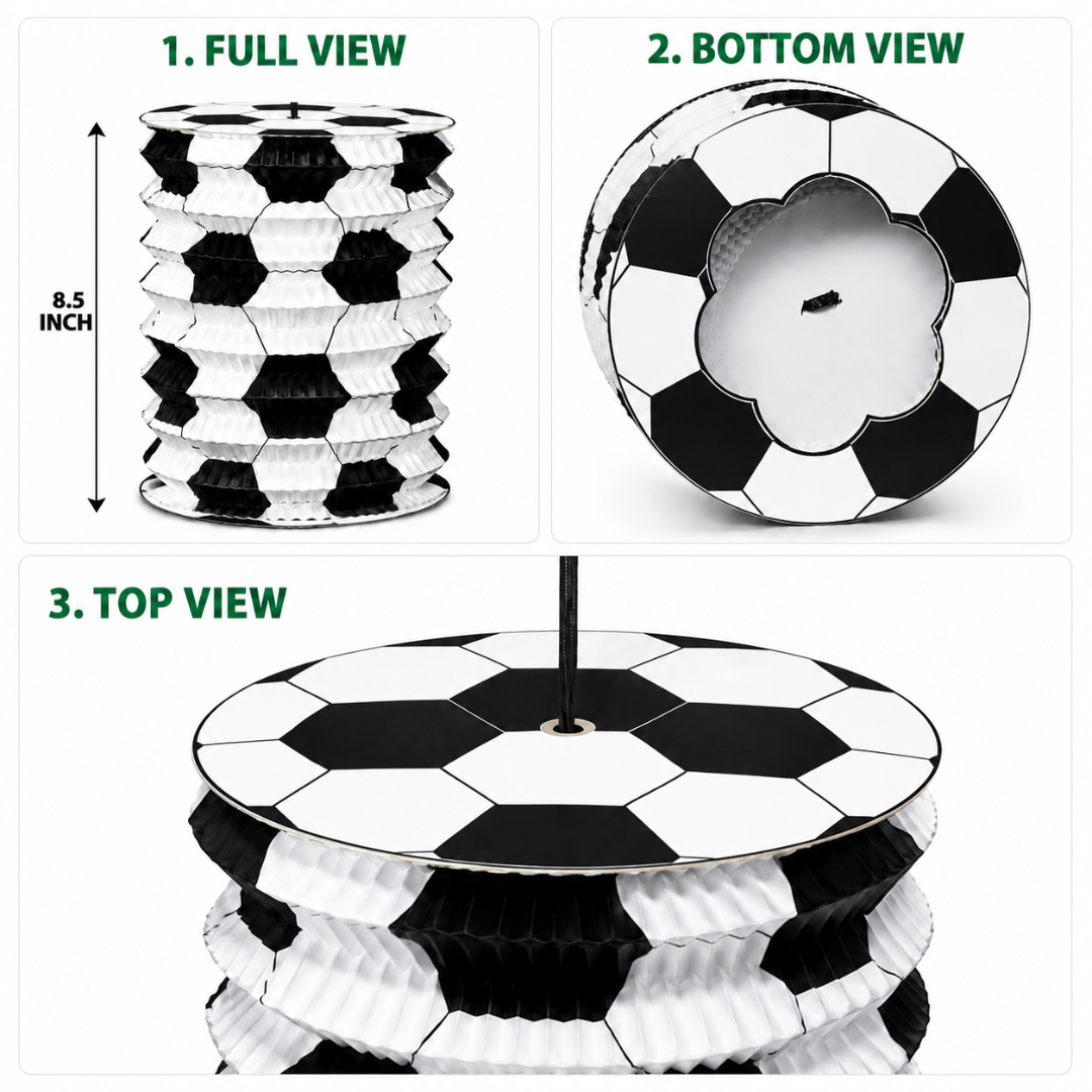 Soccer Lanterns White & Black - Set of 4PC