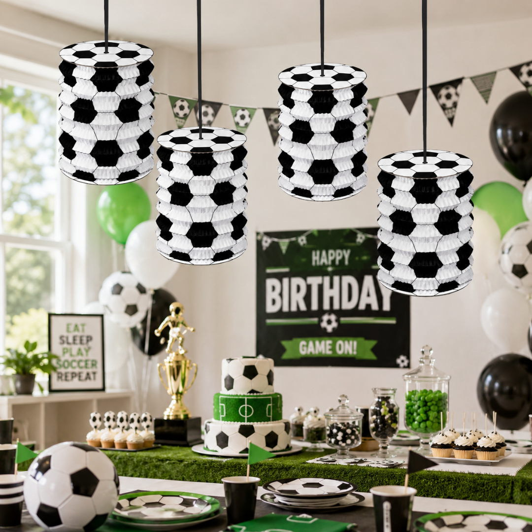 Soccer Lanterns White & Black - Set of 4PC