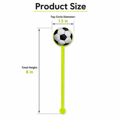 Soccer Themed Neon Stirrers for Cocktails or Mocktails - 6PC