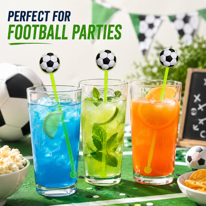 Soccer Themed Neon Stirrers for Cocktails or Mocktails - 6PC