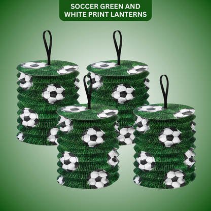 Soccer Lanterns Green & White  - Set of 4PC