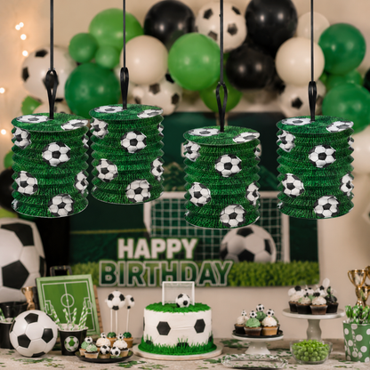 Soccer Lanterns Green & White  - Set of 4PC