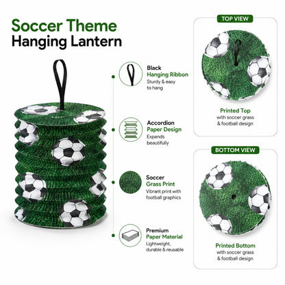 Soccer Lanterns Green & White  - Set of 4PC