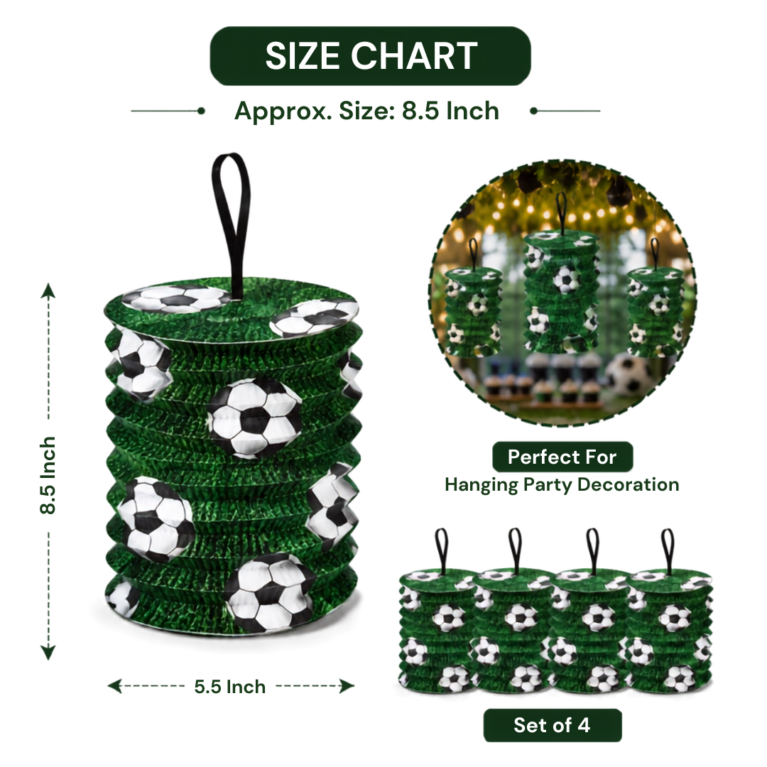 Soccer Lanterns Green & White  - Set of 4PC