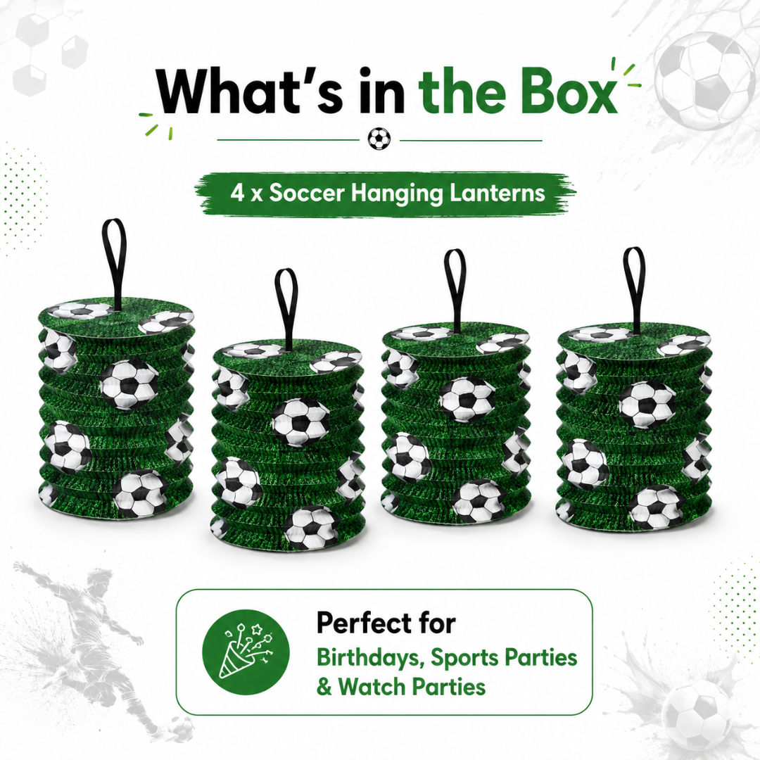 Soccer Lanterns Green & White  - Set of 4PC