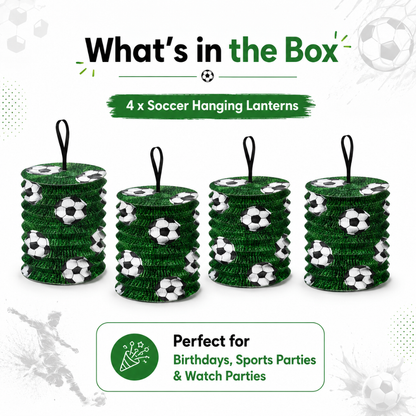 Soccer Lanterns Green & White  - Set of 4PC