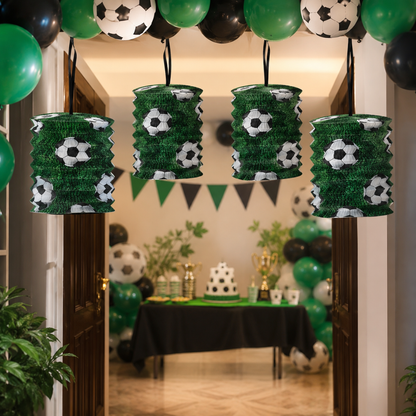 Soccer Lanterns Green & White  - Set of 4PC