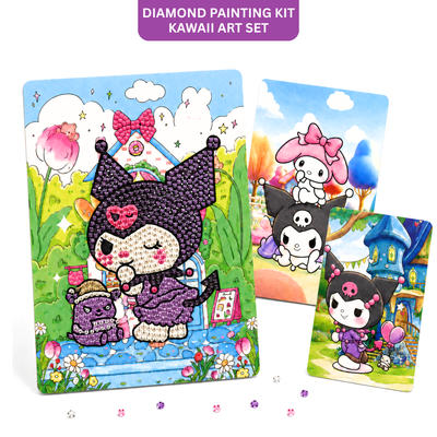 Diamond Craft DIY Kuromi Park Art Kit - 2 in 1 Kawaii Set | Wanna Party - Image 1