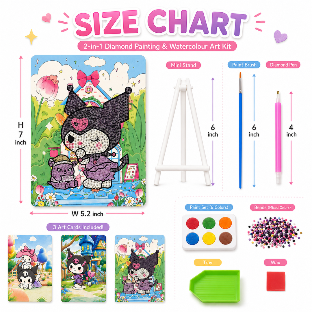 Diamond Craft DIY Kuromi Park Art Kit - 2 in 1 Kawaii Set | Wanna Party - Image 5
