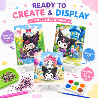 Diamond Craft DIY Kuromi Park Art Kit - 2 in 1 Kawaii Set | Wanna Party - Image 6