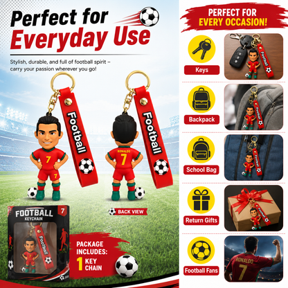 Ronaldo Key Chain with Red Jersey - 1PC | World Cup Soccer Star