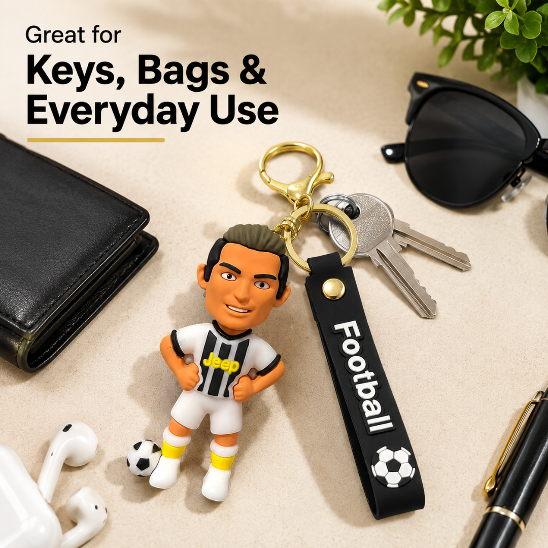 Ronaldo Key Chain with White Jersey - 1PC | World Cup Soccer Star