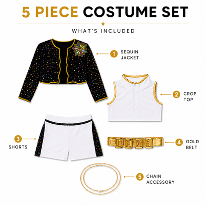 K-POP Rumi Black Shimmery Costume for Kids - Size S - Age 3 to 5 Years
