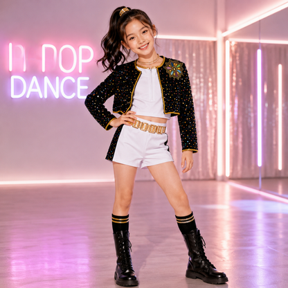 K-POP Rumi Black Shimmery Costume for Kids - Size S - Age 3 to 5 Years
