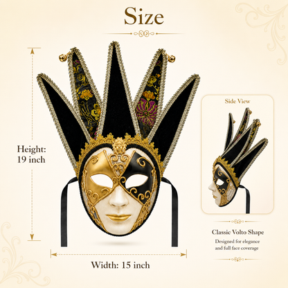 Black & Golden Volto Full Face Venetian Mask